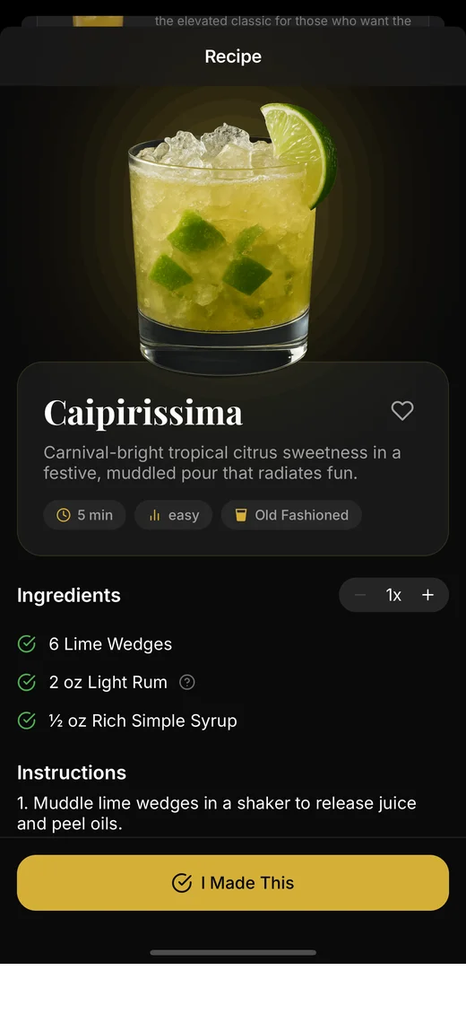 Cocktail recipe
