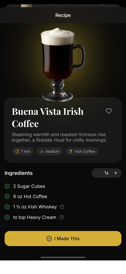 Cocktail recipe
