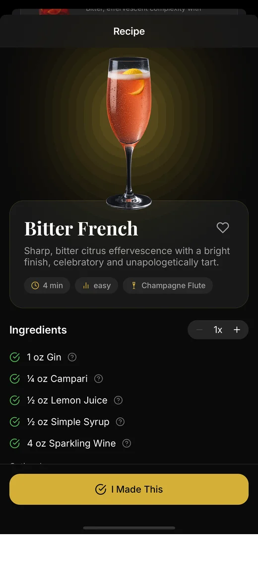 Cocktail recipe