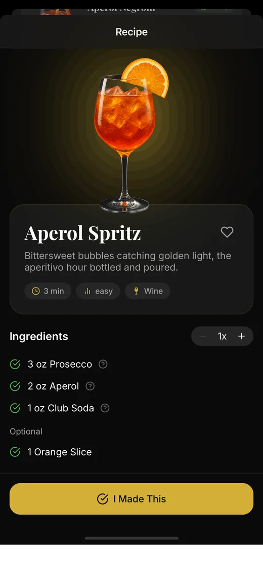 Cocktail recipe